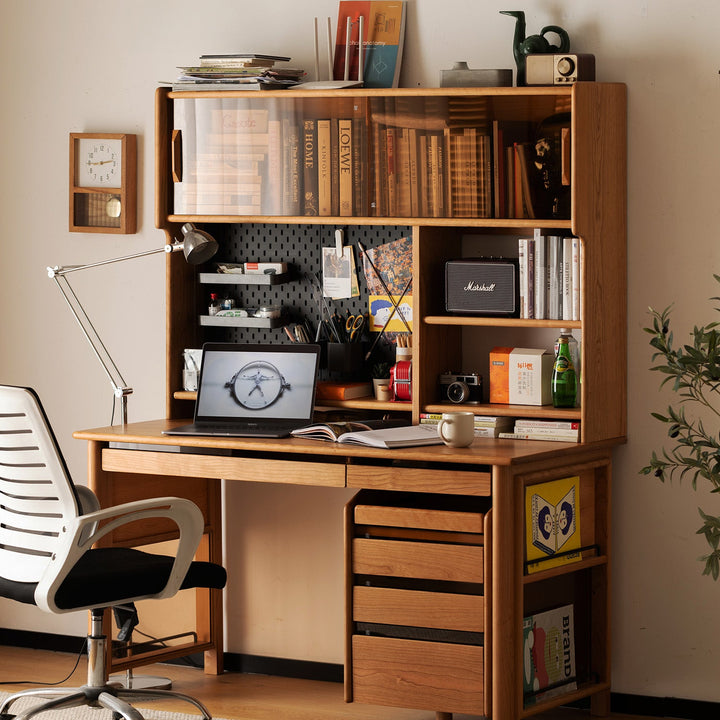 Scandinavian Cherry Wood Study Table With Shelf CAPE