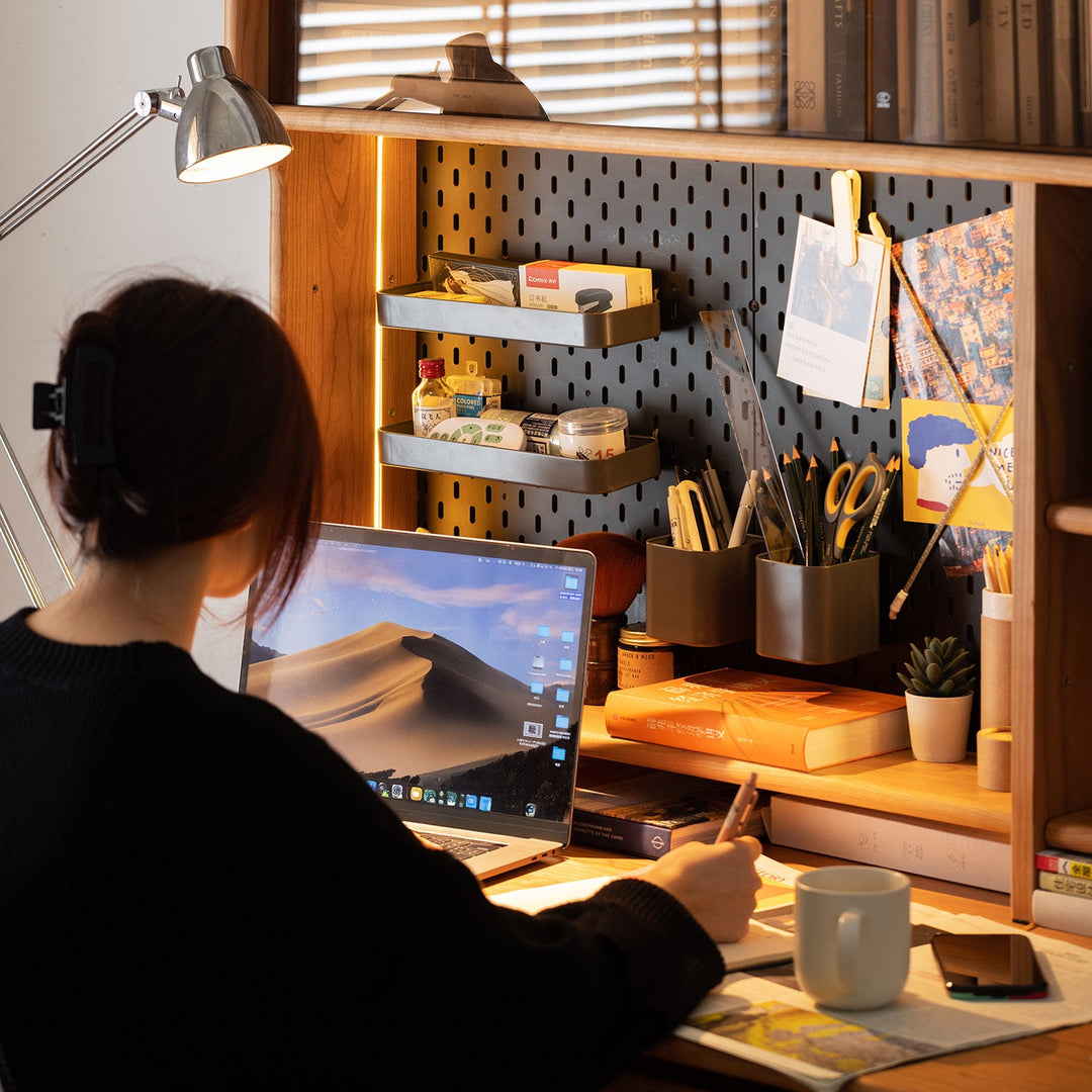 Scandinavian Cherry Wood Study Table With Shelf CAPE