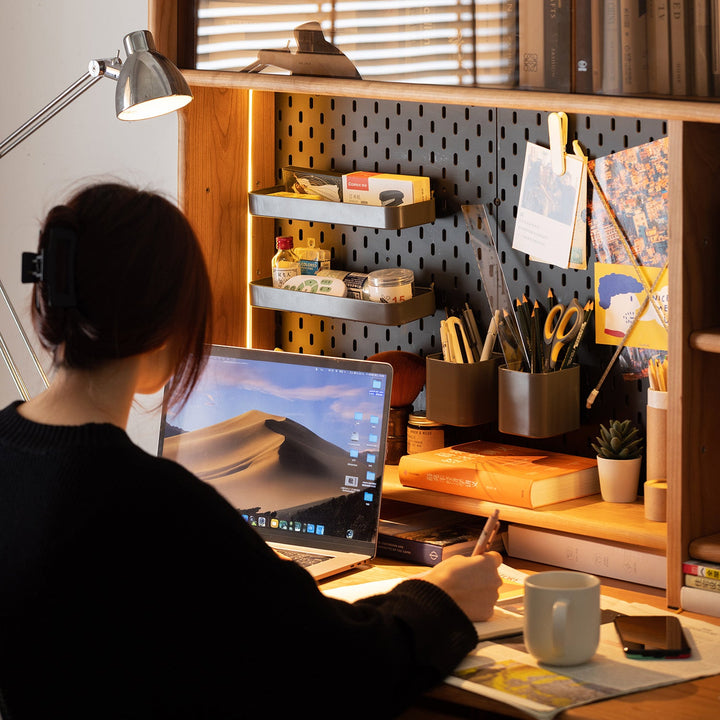 Scandinavian Cherry Wood Study Table With Shelf CAPE