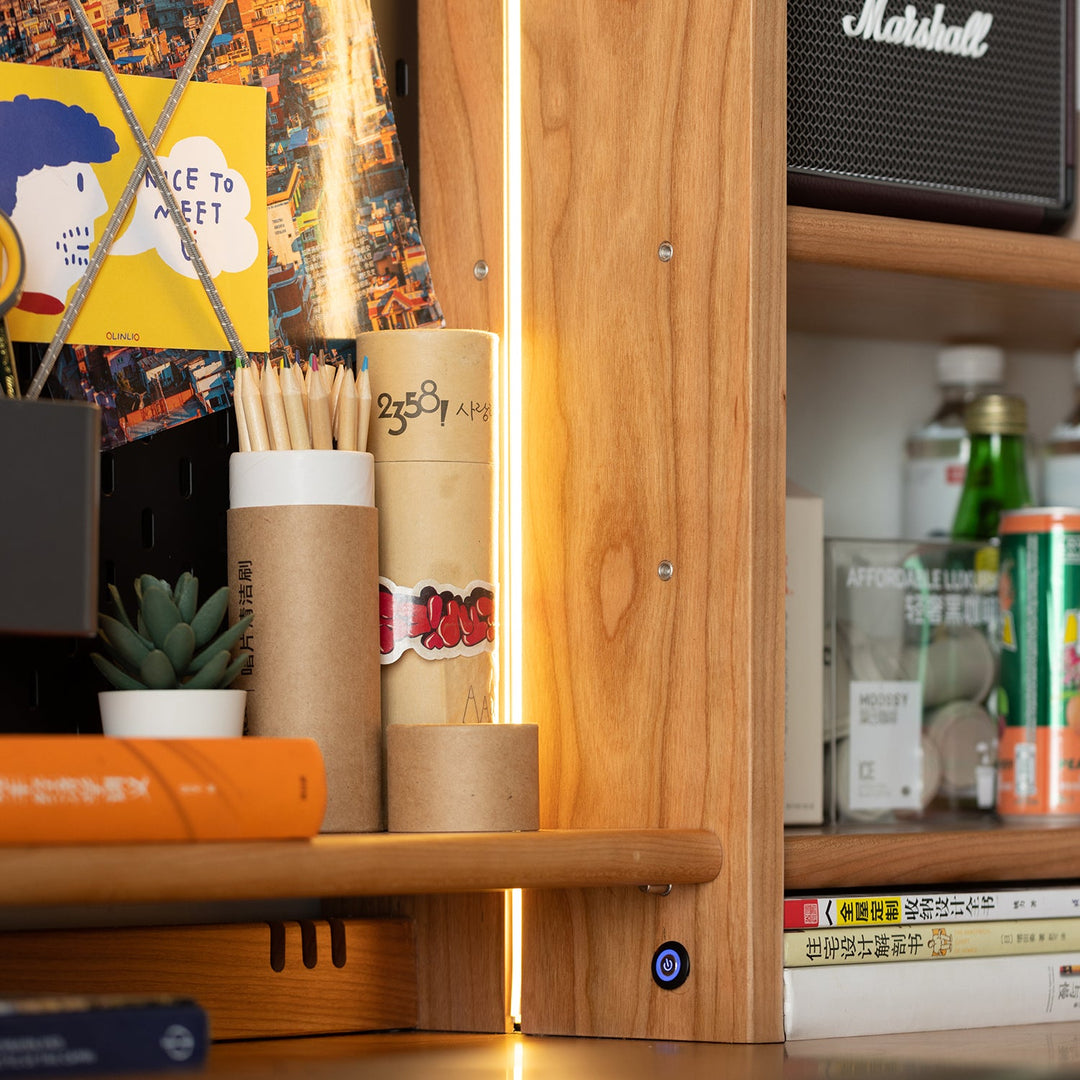 Scandinavian Cherry Wood Study Table With Shelf CAPE