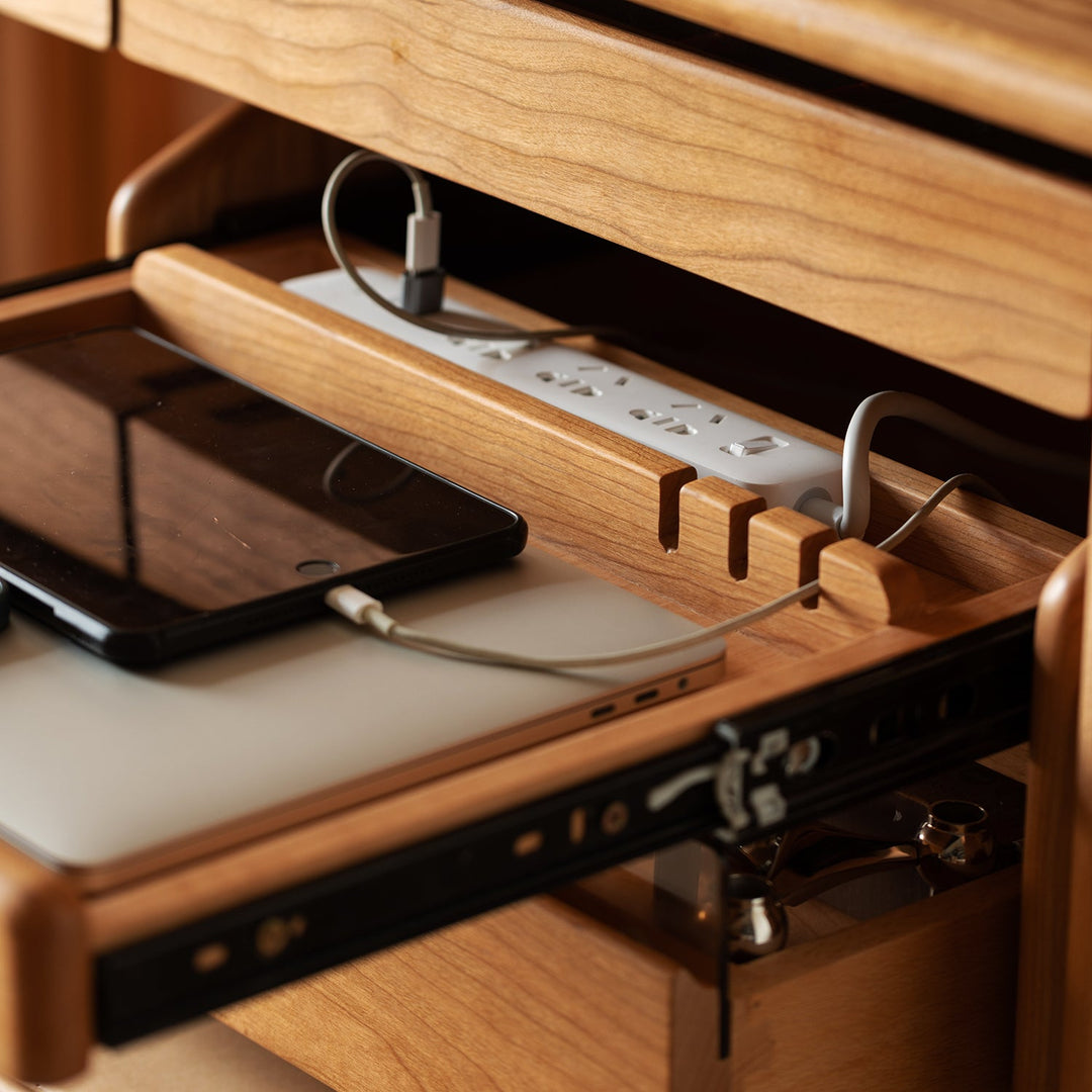 Scandinavian Cherry Wood Study Table With Shelf CAPE