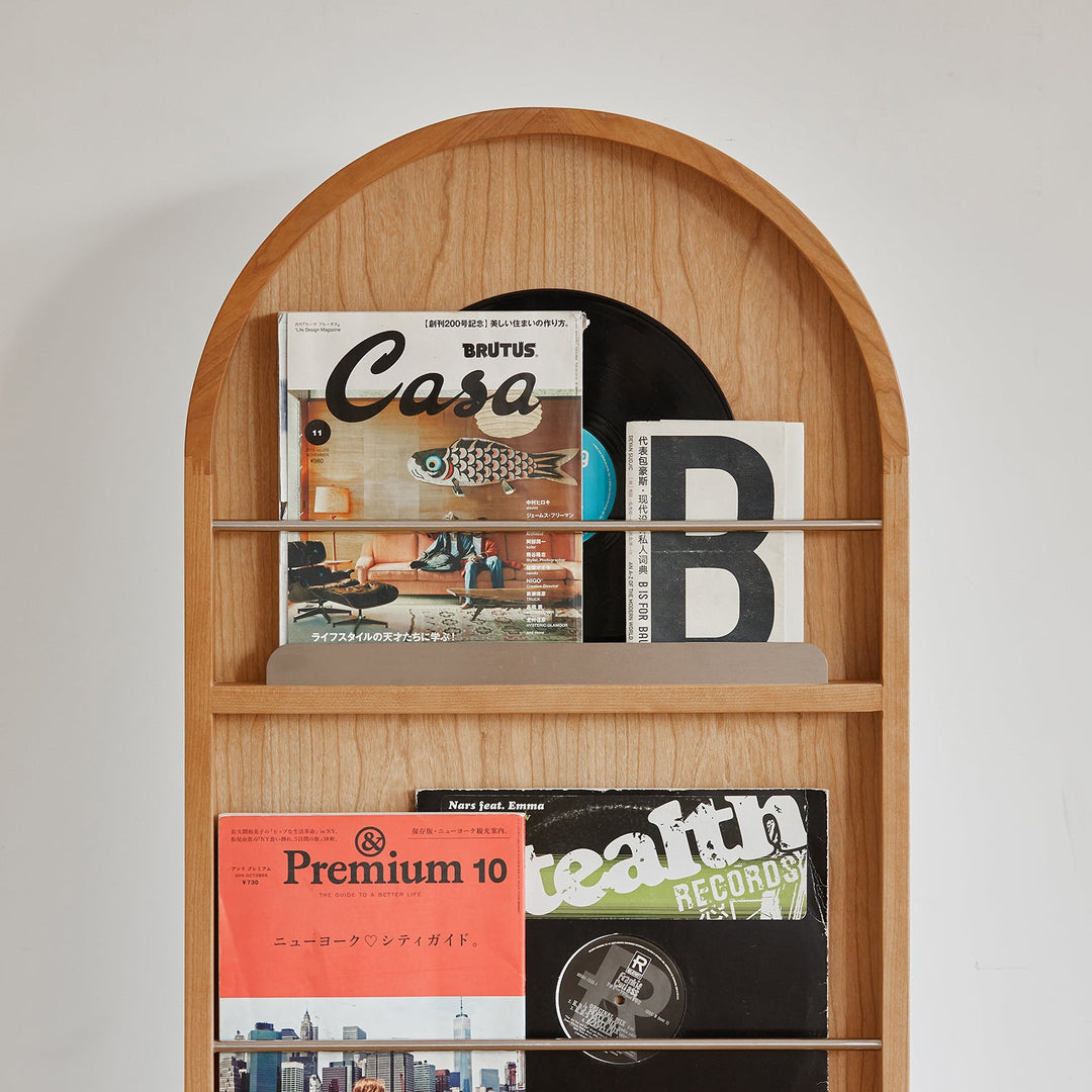 Scandinavian Cherry Wood Wheeled Mirror AURA