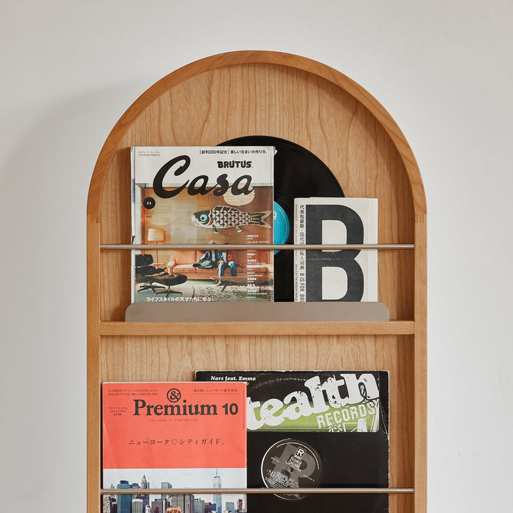 Scandinavian Cherry Wood Wheeled Mirror AURA