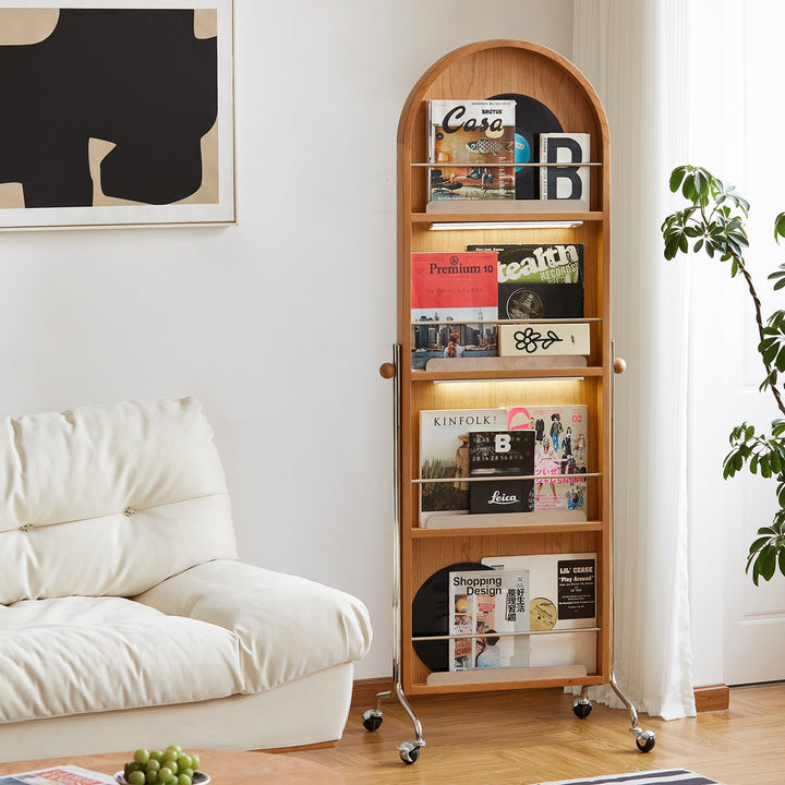 Scandinavian Cherry Wood Wheeled Mirror AURA