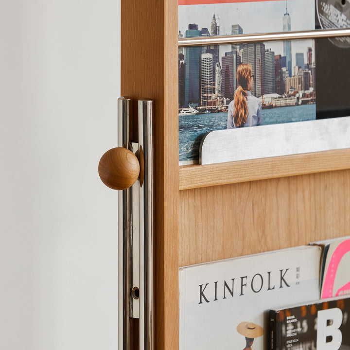 Scandinavian Cherry Wood Wheeled Mirror AURA