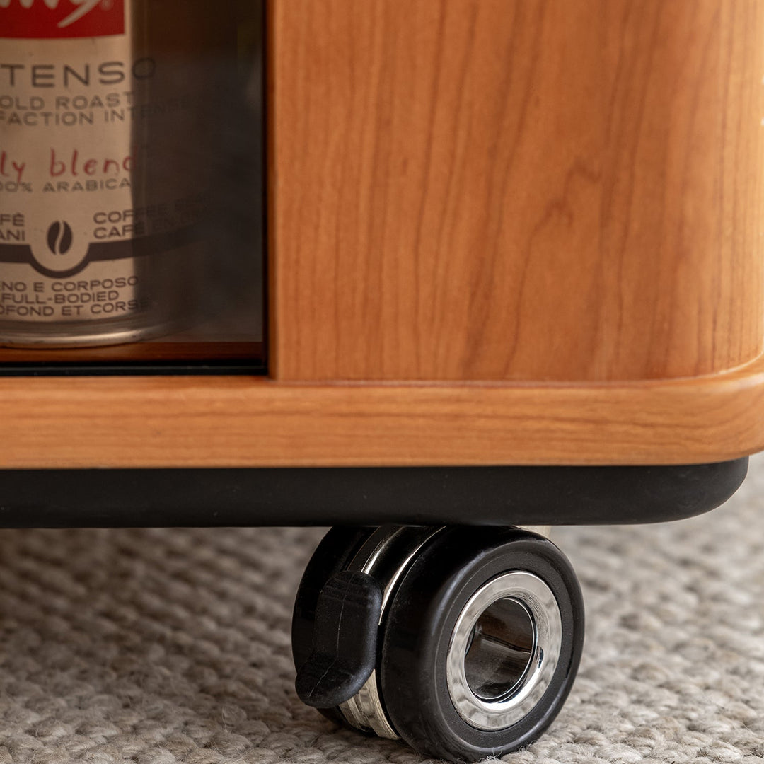 Scandinavian Cherry Wood Wheeled Trolley Side Table DRIFT