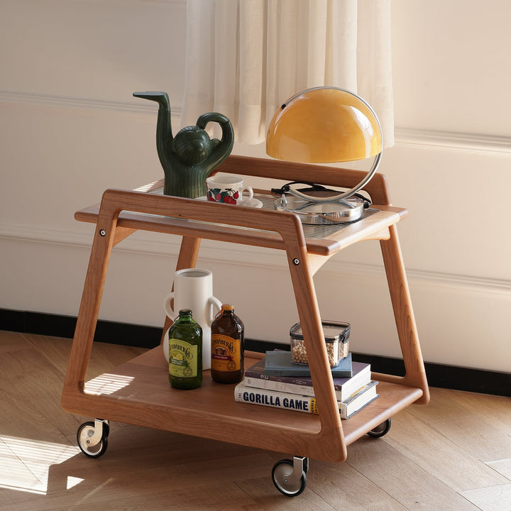 Scandinavian cherry wood wheeled trolley side table yoyo size charts.
