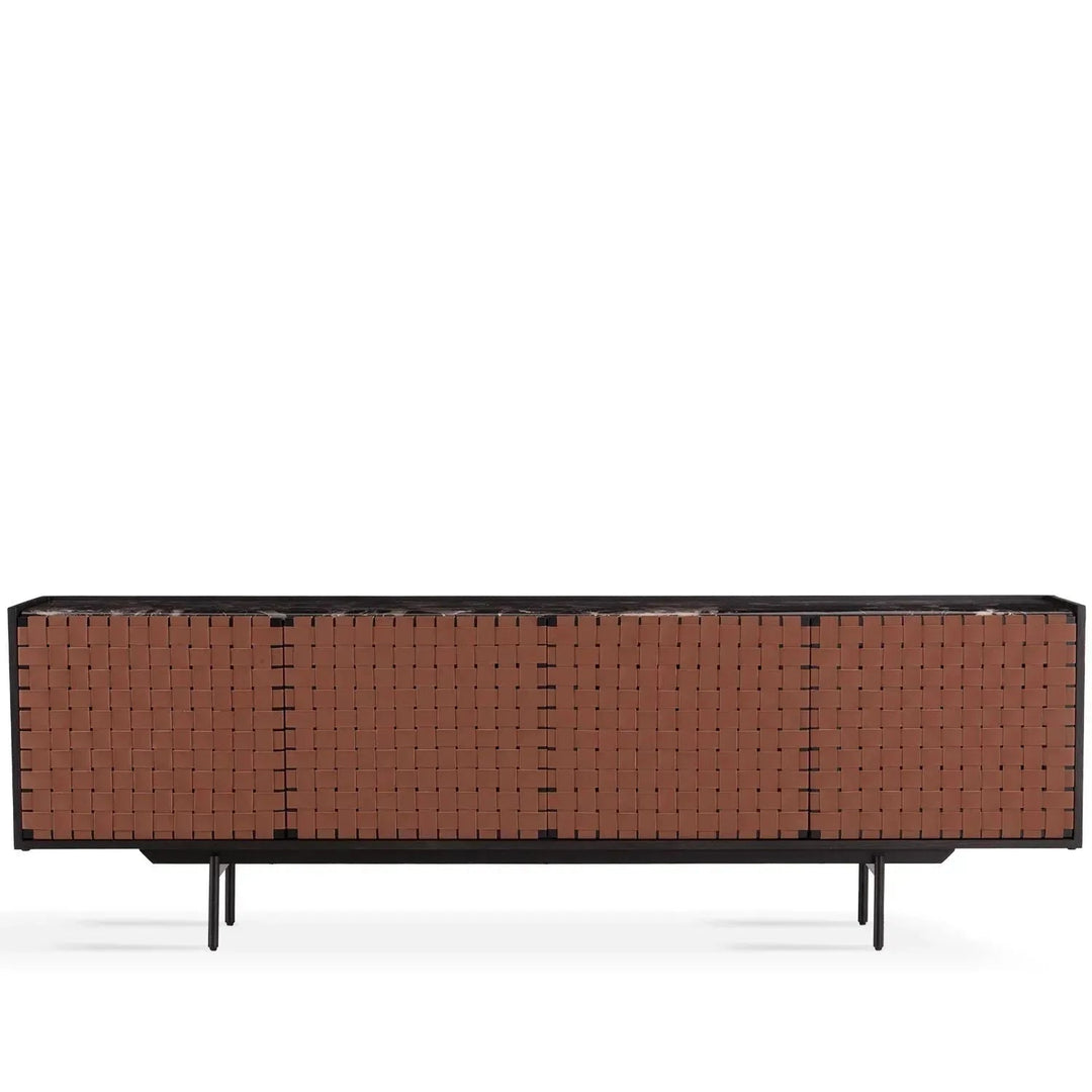 Japandi elm wood storage cabinet paragon in white background.