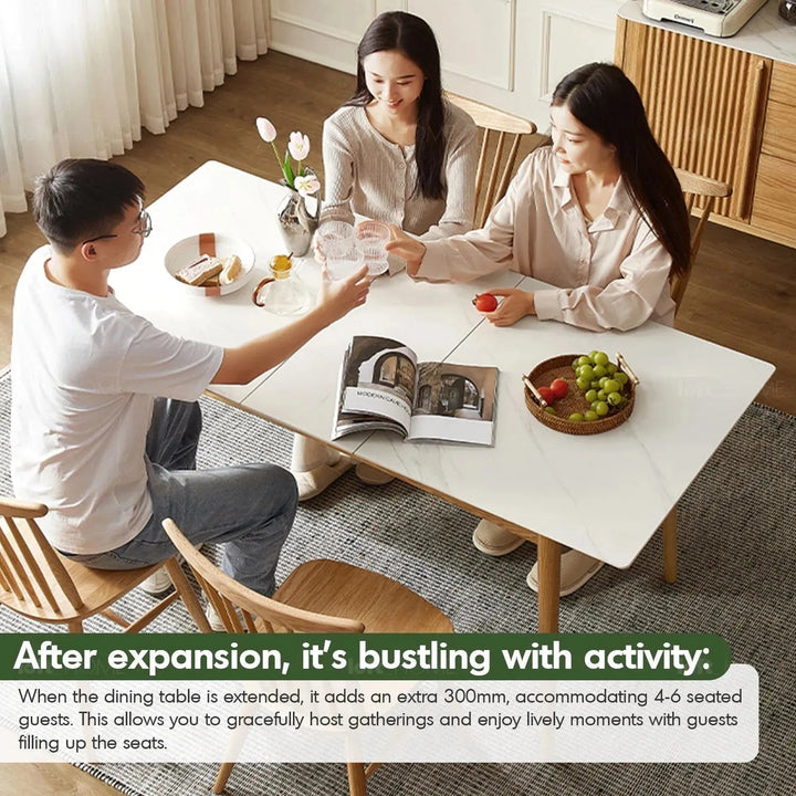 Scandinavian Extendable Sintered Stone Dining Table GRACEFUL CHARM