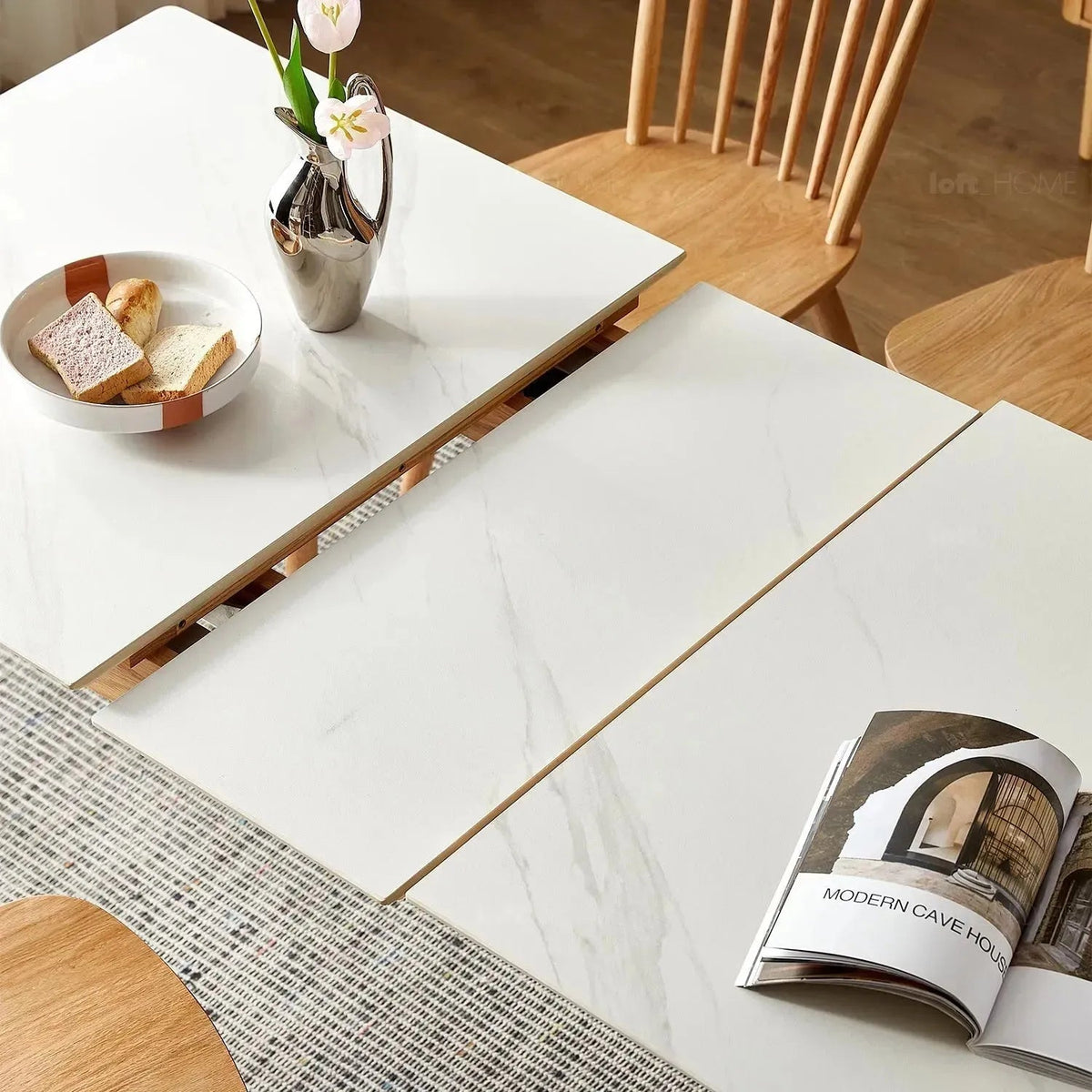 Scandinavian extendable sintered stone dining table graceful charm detail 3.