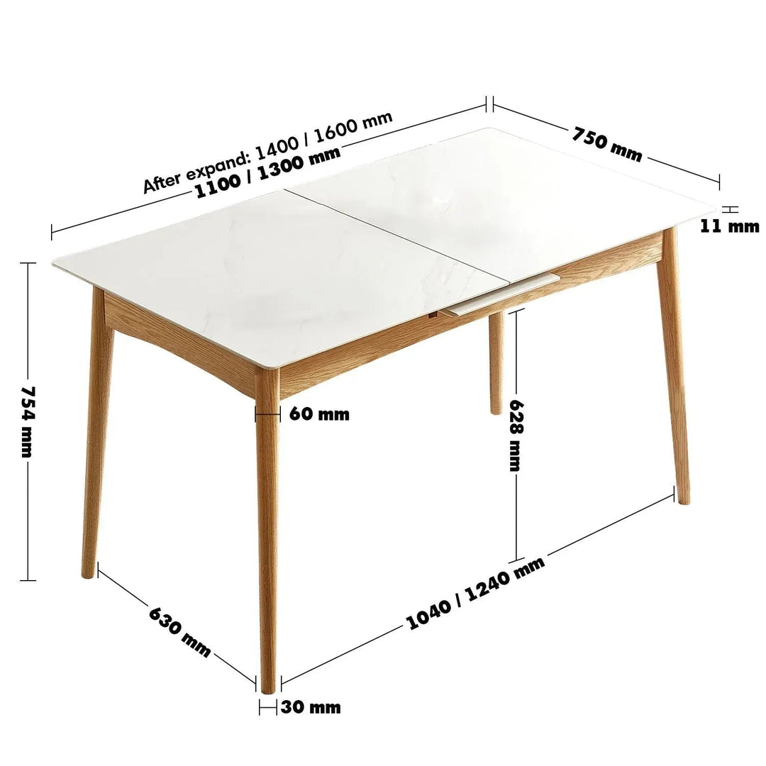 Scandinavian Extendable Sintered Stone Dining Table GRACEFUL CHARM