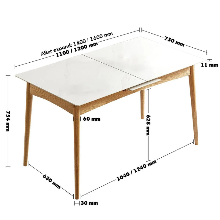 Scandinavian Extendable Sintered Stone Dining Table GRACEFUL CHARM