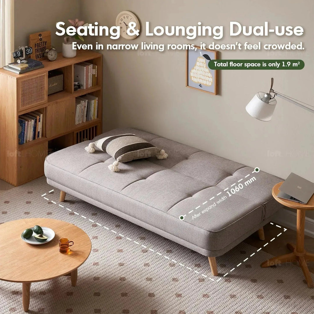 Scandinavian fabric sofa bed flexi in real life style.
