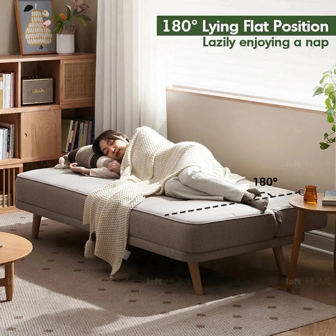 Scandinavian fabric sofa bed flexi in panoramic view.