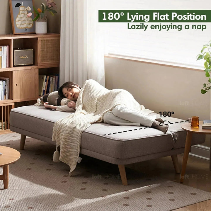 Scandinavian fabric sofa bed flexi in panoramic view.