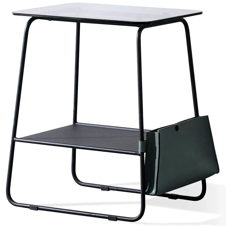 Industrial Glass Top Side Table VENA