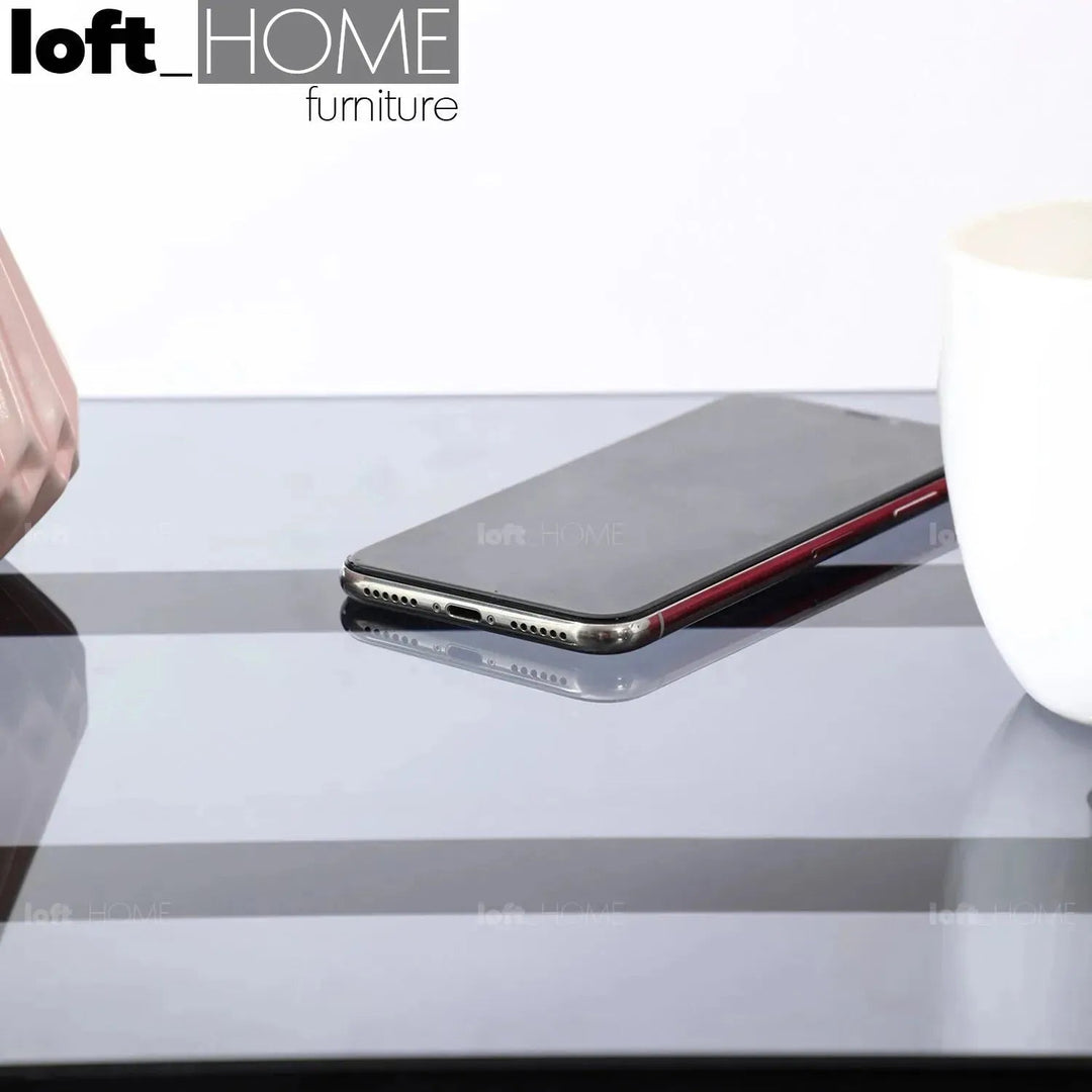 Industrial Glass Top Side Table VENA