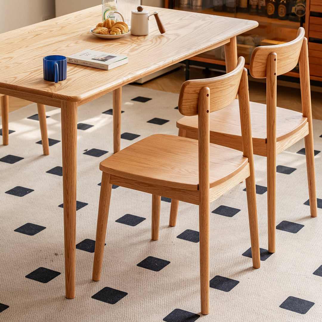 Scandinavian oak wood  dining chair green size charts.