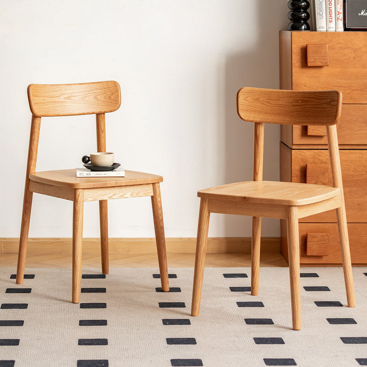 Scandinavian oak wood  dining chair green with context.
