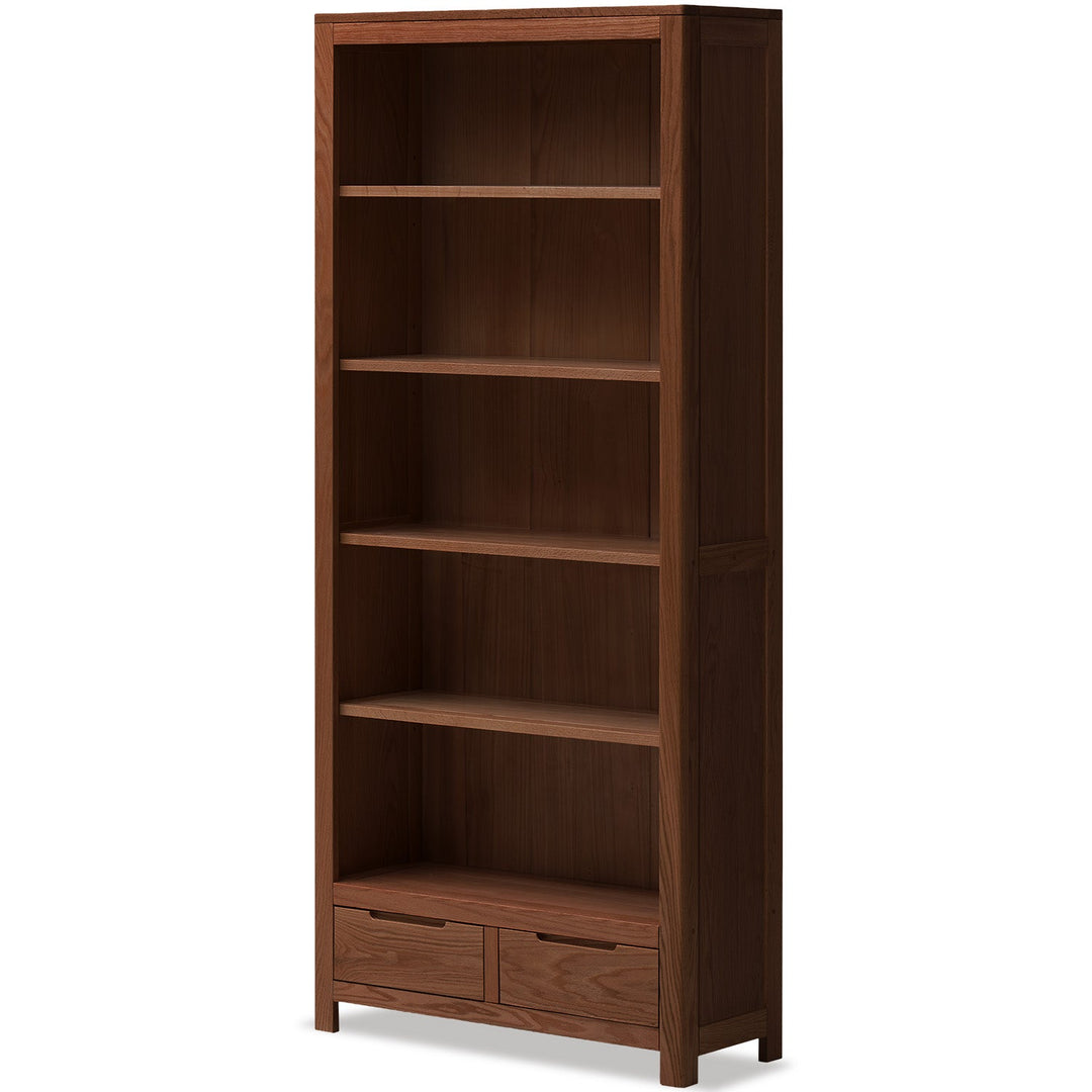 Scandinavian oak wood bookshelf norway layered structure.