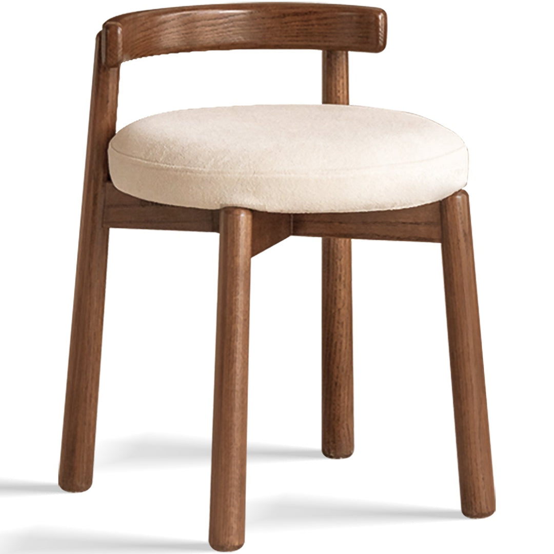 Scandinavian oak wood boucle fabric dressing chair turni conceptual design.