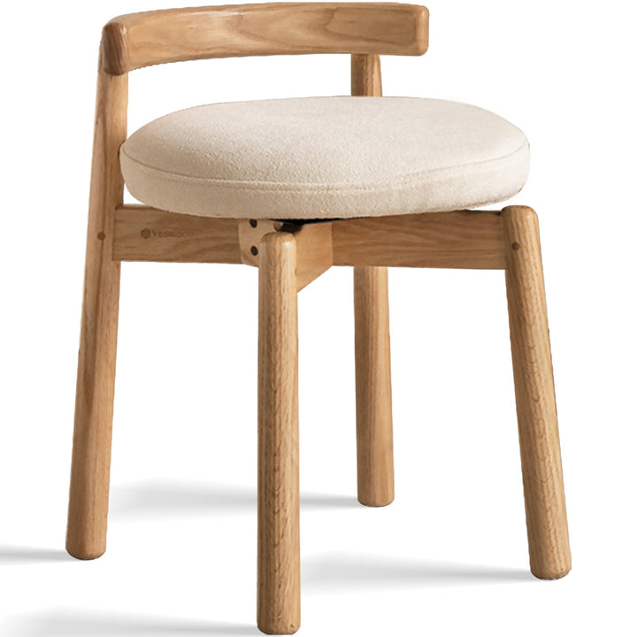 Scandinavian oak wood boucle fabric dressing chair turni situational feels.