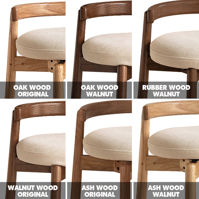 more color details of Scandinavian Oak Wood Boucle Fabric Dressing Chair TURNI