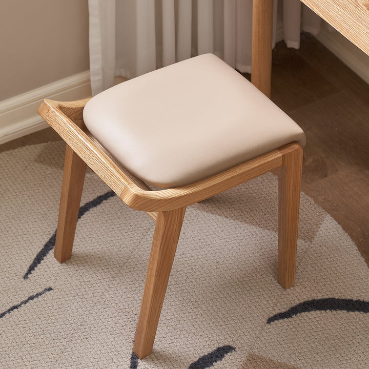 Scandinavian oak wood cat scratch resistant leather dressing chair hemu in real life style.