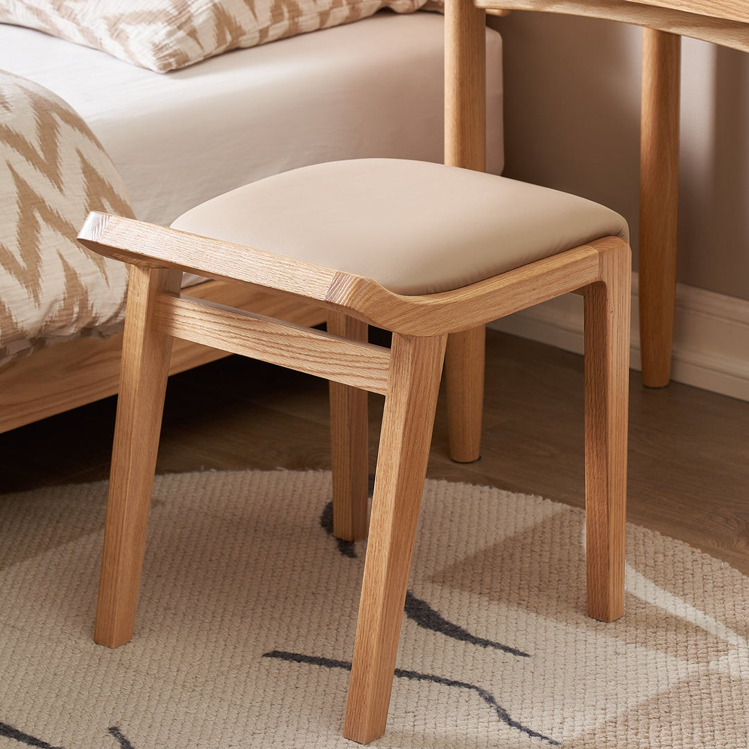 Scandinavian oak wood cat scratch resistant leather dressing chair hemu in details.