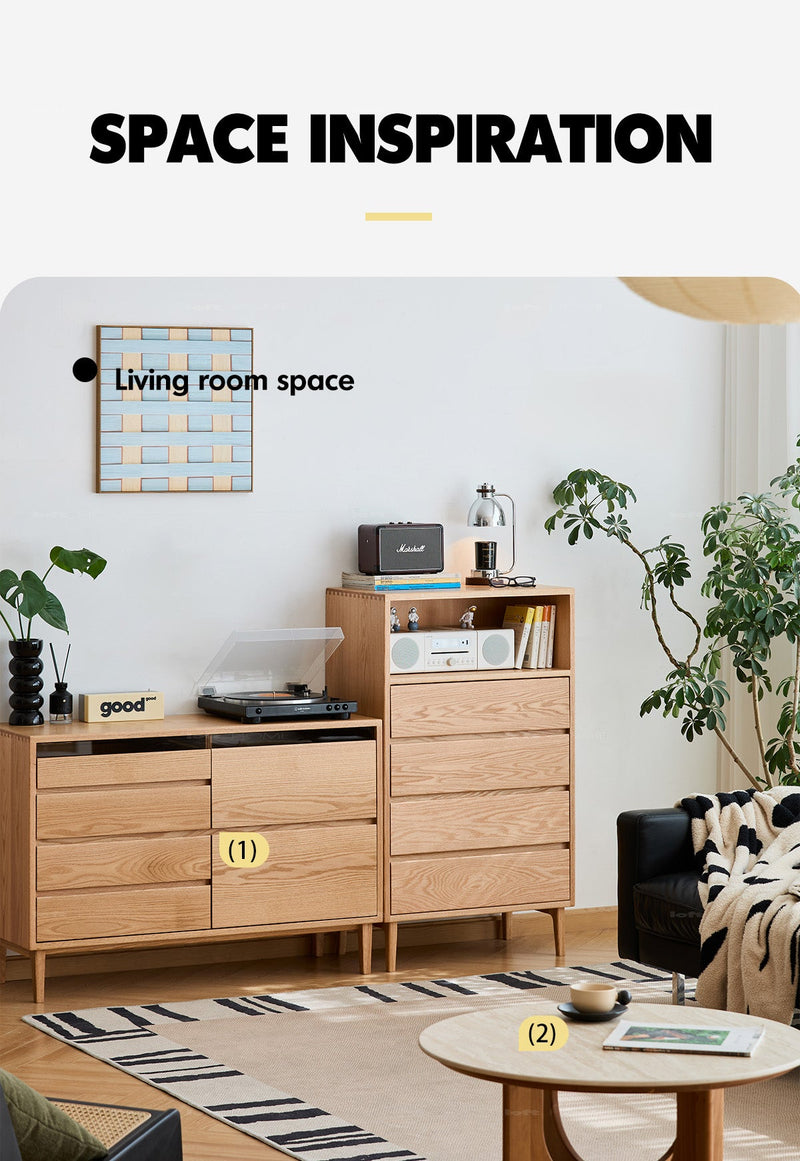 Scandinavian Oak Wood Chest Of 5 Drawers FLOATING LIGHT More Details and Instruction_5