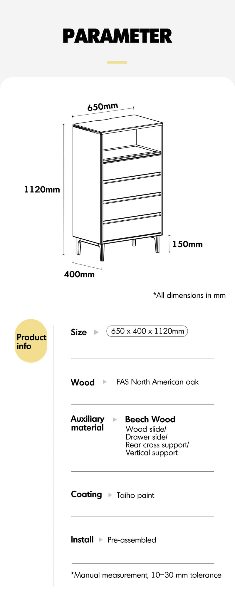 Scandinavian Oak Wood Chest Of 5 Drawers FLOATING LIGHT More Details and Instruction_9