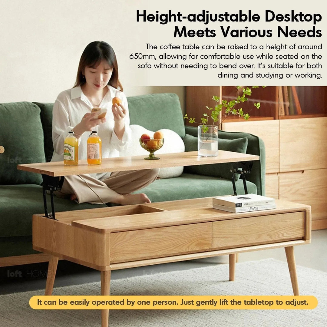 Scandinavian Oak Wood Coffee Table ROSETTA