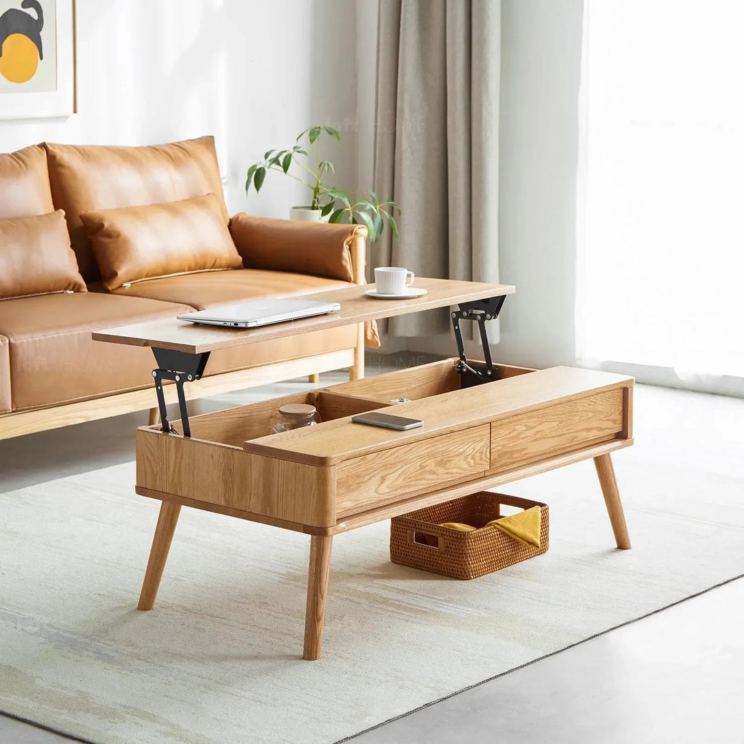 Scandinavian Oak Wood Coffee Table ROSETTA