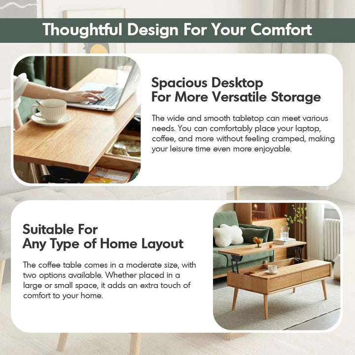 Scandinavian Oak Wood Coffee Table ROSETTA