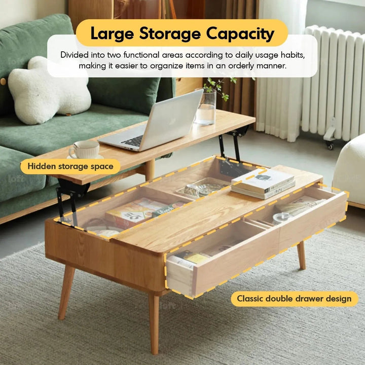 Scandinavian oak wood coffee table rosetta in real life style.