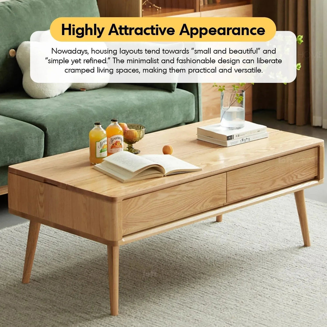 Scandinavian Oak Wood Coffee Table ROSETTA