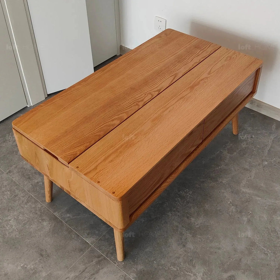 Scandinavian oak wood coffee table rosetta detail 6.