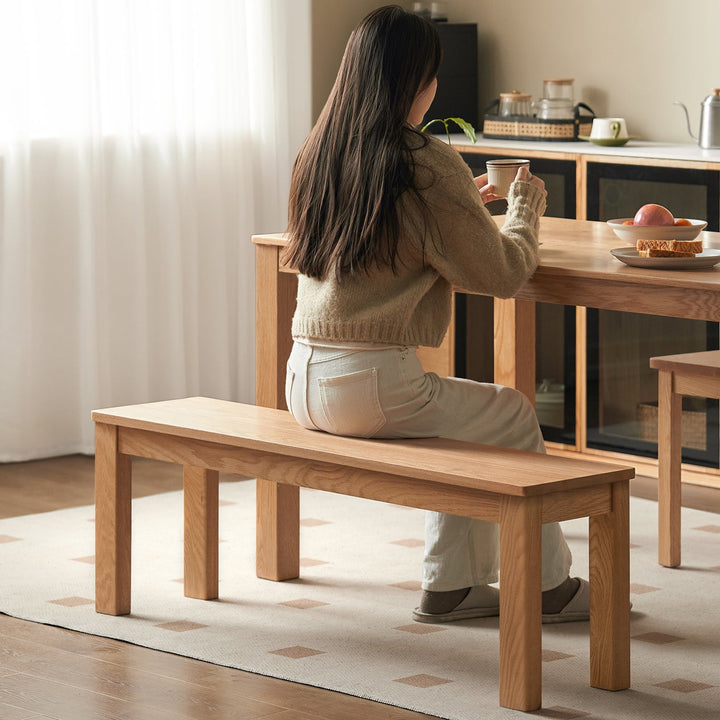 Scandinavian oak wood dining bench jamo primary product view.
