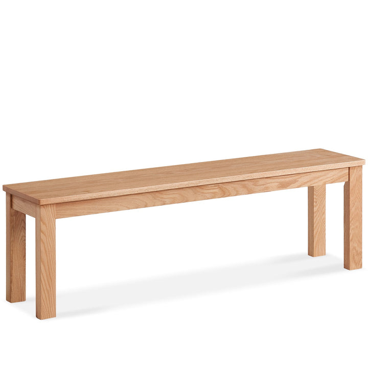 Scandinavian oak wood dining bench jamo in white background.