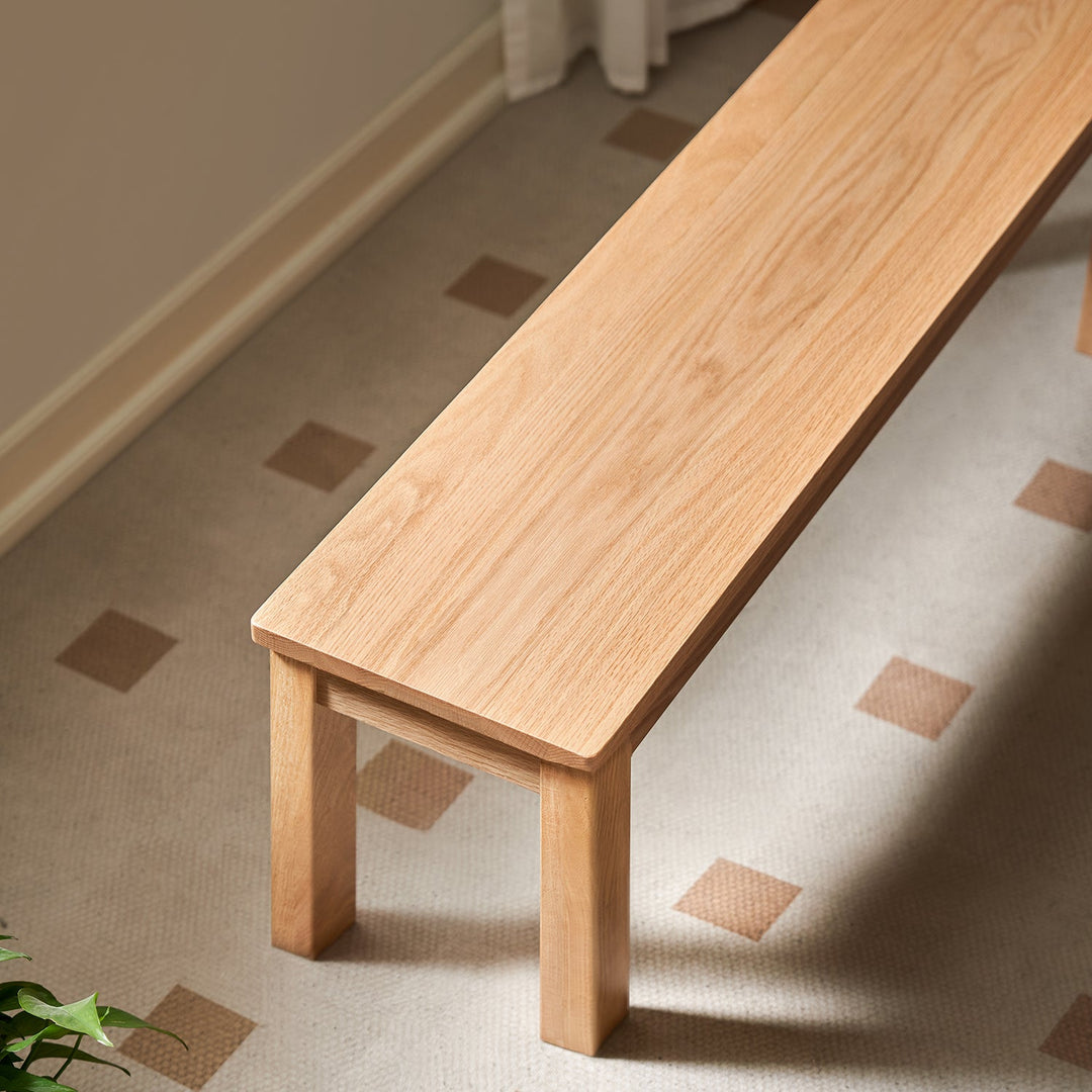 Scandinavian oak wood dining bench jamo material variants.