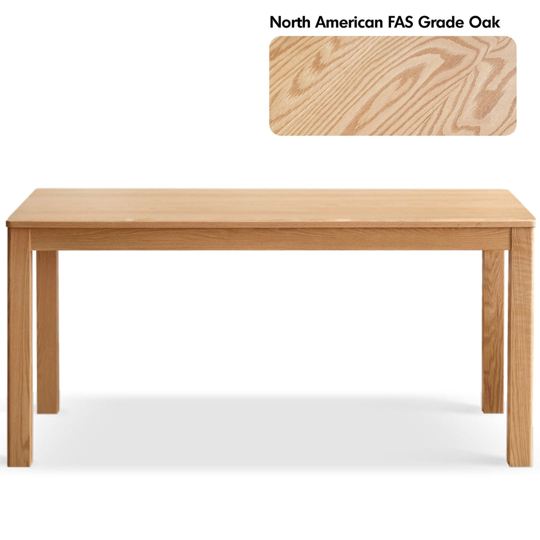 Scandinavian oak wood dining table elm layered structure.