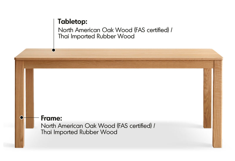 more material details of Scandinavian Oak Wood Dining Table ELM