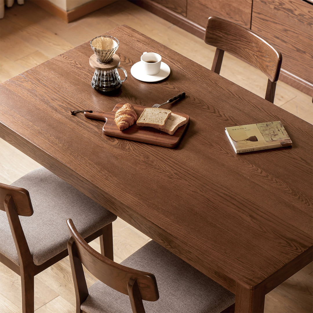 Scandinavian oak wood dining table walden material variants.