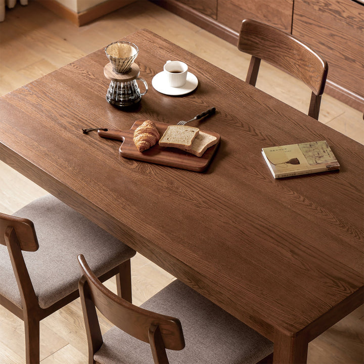 Scandinavian oak wood dining table walden material variants.