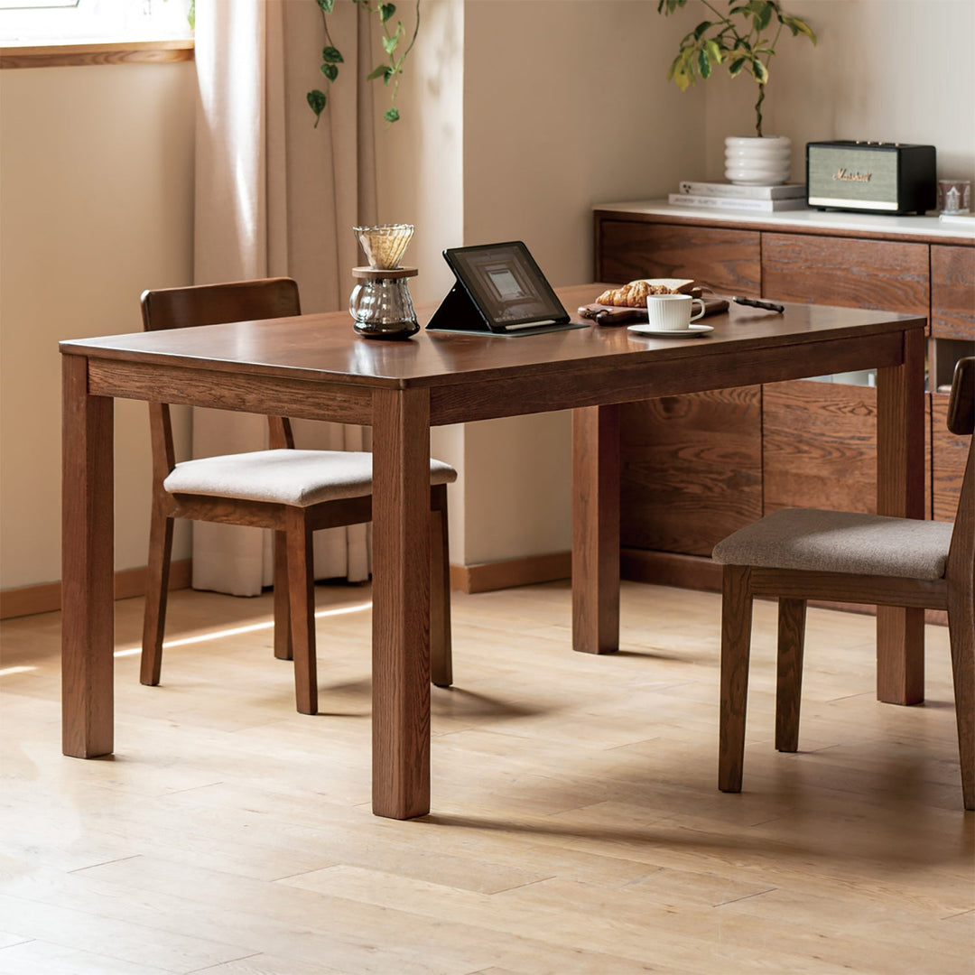 Scandinavian oak wood dining table walden in details.