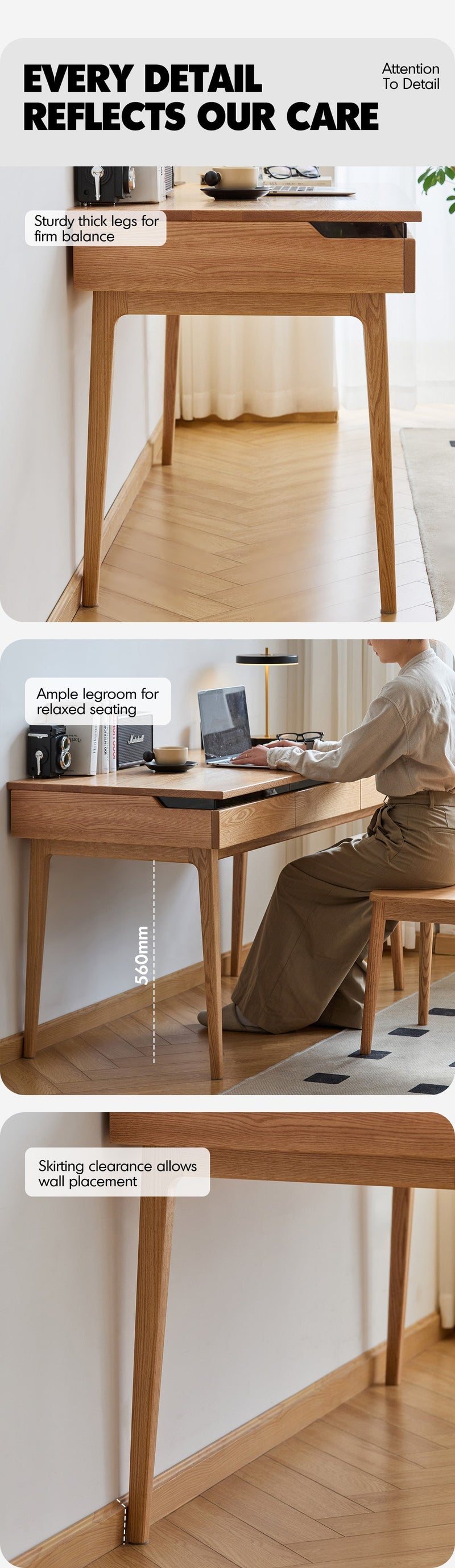 Minimalist Oak Wood Study Table FLOATING LIGHT More Details and Instruction_4