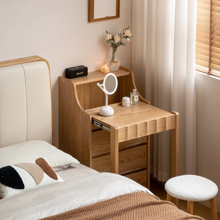 Scandinavian oak wood extendable dressing table magicbox primary product view.