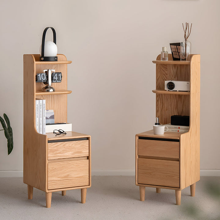 Scandinavian oak wood side table shelf luma primary product view.