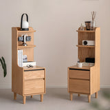 Scandinavian oak wood side table shelf luma primary product view.