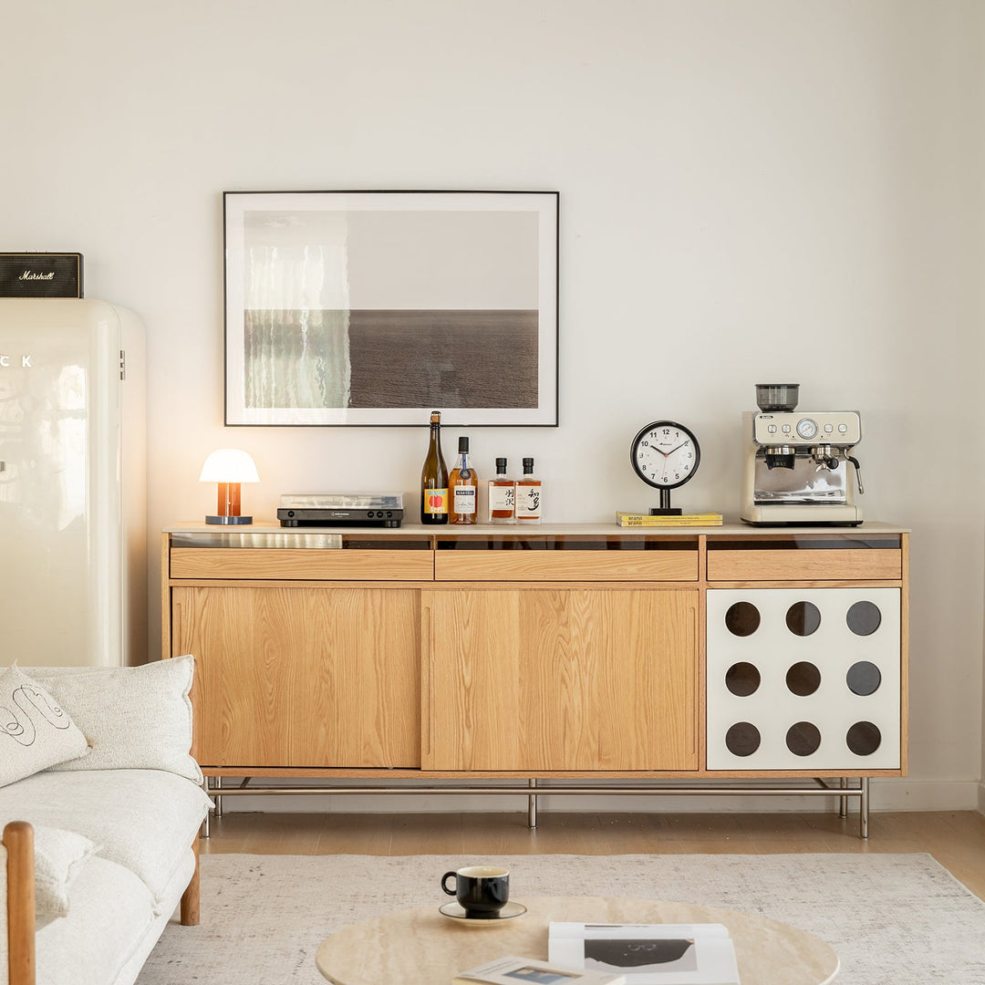 Scandinavian oak wood sintered stone cabinet timeless primary product view.